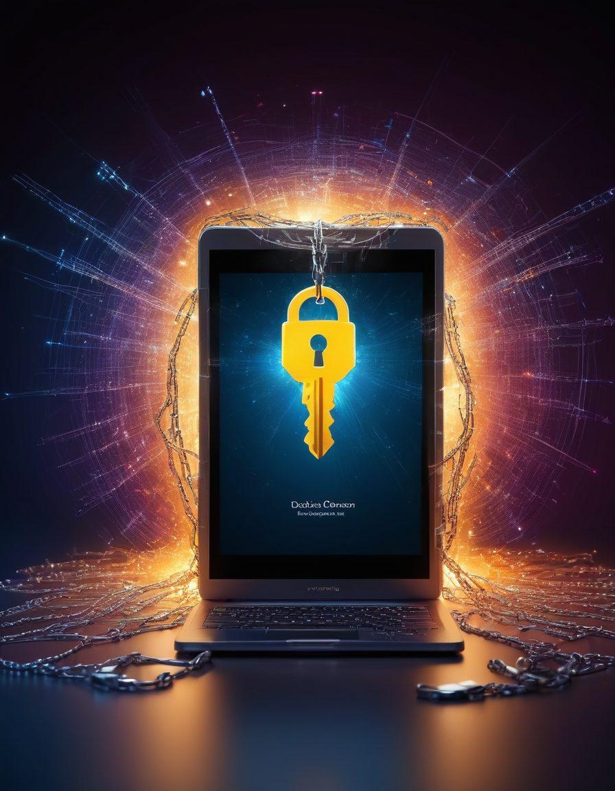 A digital key unlocking a glowing, pixelated web, surrounded by chains breaking apart, symbolizing freedom from censorship. Include a diverse group of people using various devices, looking relieved and joyful as they access the web. The background should feature a mix of vibrant colors representing diversity, and the overall aesthetic should convey a sense of security and liberation. super-realistic. vibrant colors. 3D.